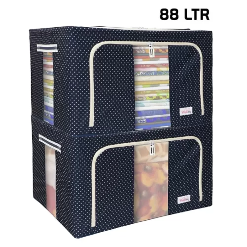 BlushBees Oxford Fabric Living Box Wardrobe Organizer Jumbo Blanket Cover Bag- 88L, XXL Size - Pack 2