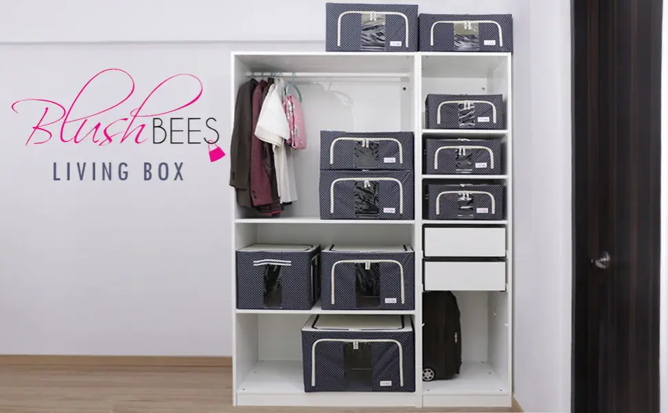 BlushBees Clothes Storage Bags, Wardrobe Organiser Boxes - 66L (X-Large, Pack of 2, Polka)