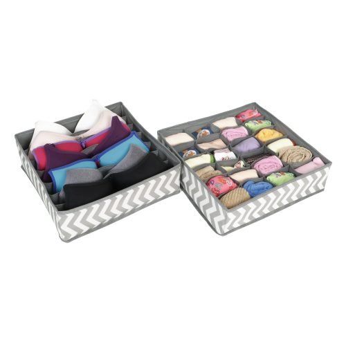 4 Pcs Drawer Divider Storage Box for Drawers Bra Panty Socks Tie Lingerie Organizer for Wardrobe, Super Combo-24x24x7x7 Grids