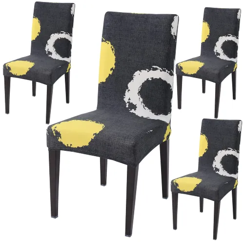 HOKIPO Dining Table Seat covers Protector Seat Slipcovers - Charcoal, Rings