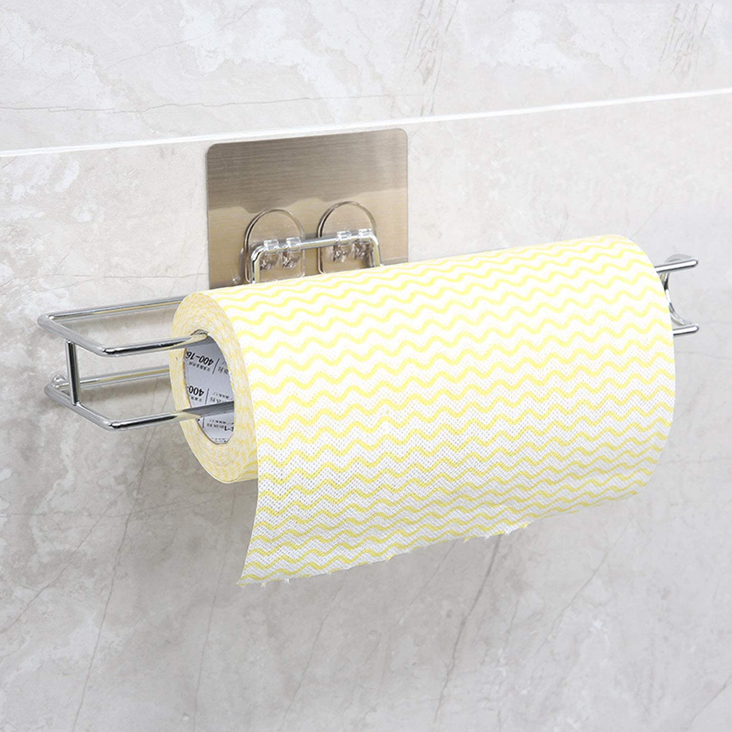 Magic Sticker Series Self Adhesive Chrome Metal Kitchen Tissue Paper Towel Holder