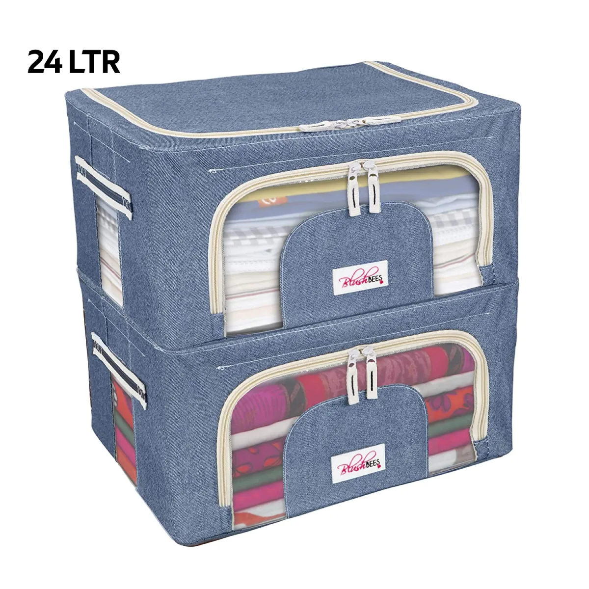 BlushBees Saree Covers-Storage Boxes for Clothes-Shirts, Kurtis, Baby Clothes - 24L, Small Size