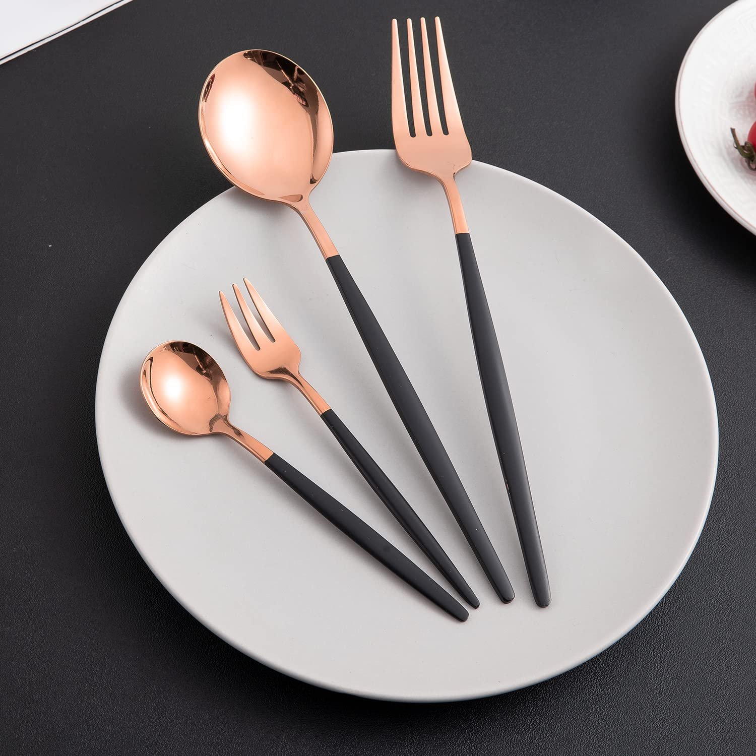 Rose Gold Cutlery Set of 24 Pcs Stainless Steel Flatware Set, Mirror Finish with Gift Box