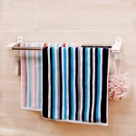 Virgin Plastic Magic Sticker Series Self Adhesive Towel Holder, Dual Rod for Bathroom (Large Size, White)