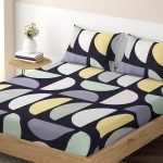 Ultra-Soft Brushed Microfiber Queen Size Fitted Bedsheet Set | 135 GSM | 78x60 inches | 2 Pillow Covers | Semicircle Multicolor Design | Elasticized Fit