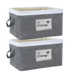 New Jute Eco-Friendly Foldable Storage Basket Bins Organizer (Large, Grey, Pack of 2)