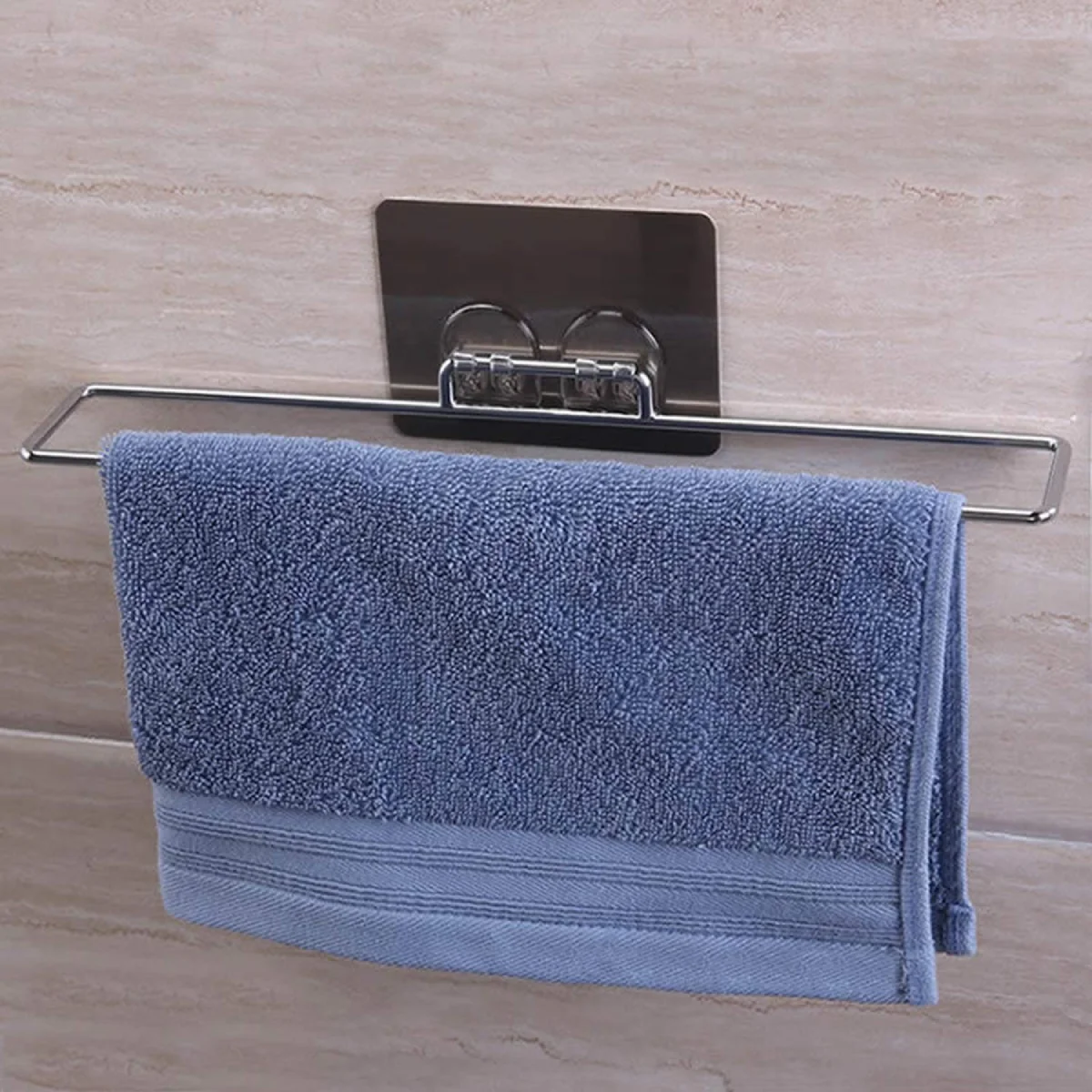 Magic Sticker Series Chrome Metal Self Adhesive Towel Napkin Holder for Kitchen and Bathroom