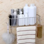 Magic Sticker Series Self Adhesive Stainless Steel Without Drilling Kitchen Bathroom Shelf Rack with Napkin Holder