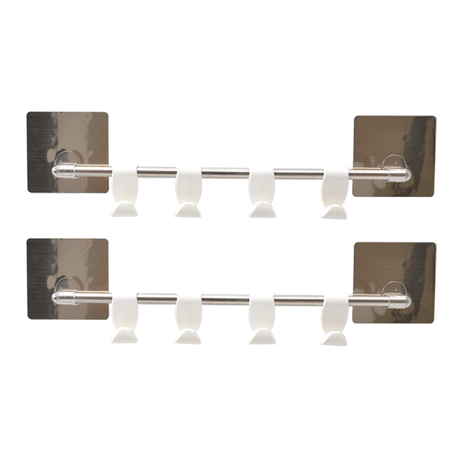 Premium Self Adhesive Wall Hook Rail – Magic Sticker Series (4 Hooks, Pack of 2)