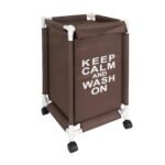 New Laundry Basket With Wheels | Laundry Hamper with Lid Cover | Rolling Laundry Clothes Basket Trolley, 68x35x35 cm, Brown