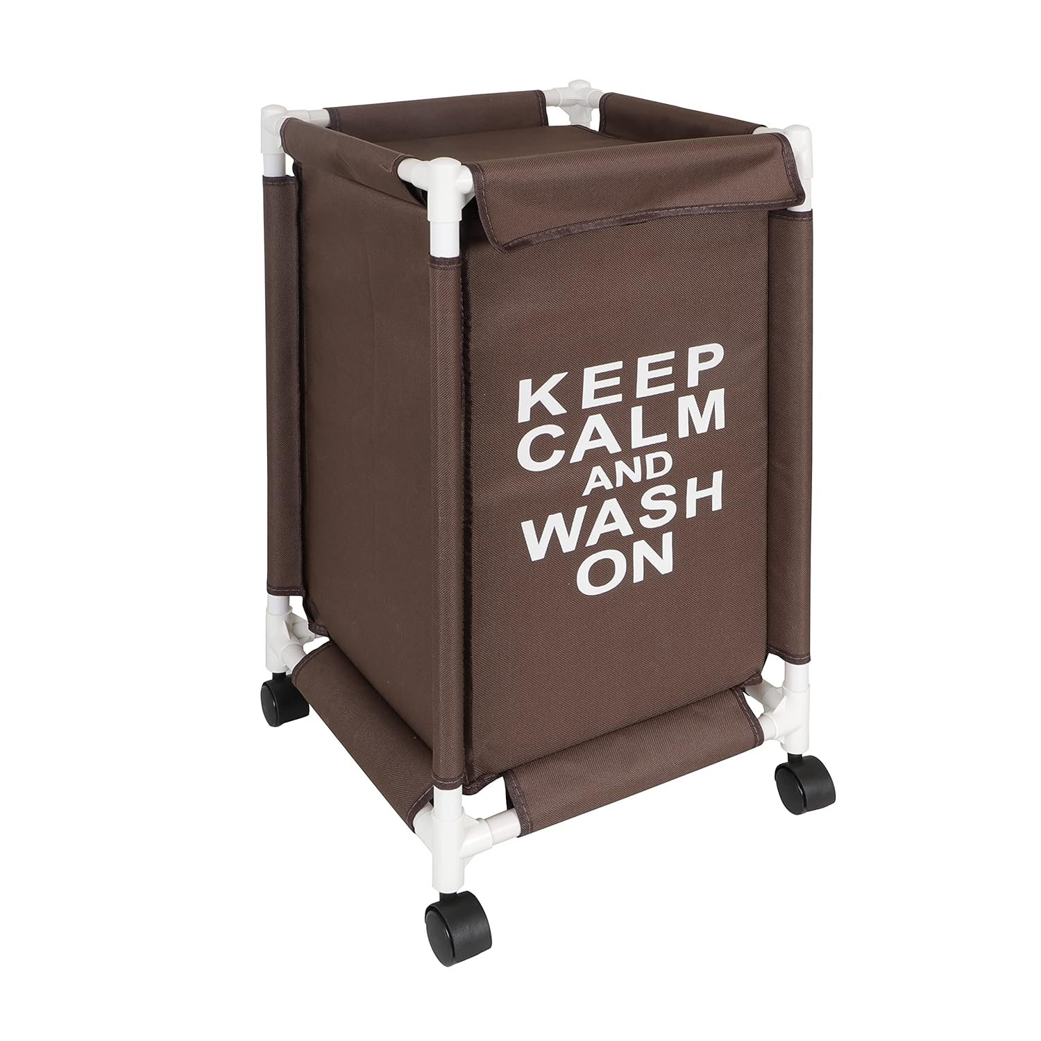 New Laundry Basket With Wheels | Laundry Hamper with Lid Cover | Rolling Laundry Clothes Basket Trolley, 68x35x35 cm, Brown