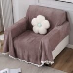 100% Chenille Thick & Soft Brown Sofa Cover Throw – Machine Washable, Fully Covered, Pet Friendly, Premium Quality Couch Protector