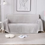 Three Seater - Luxury Fully Covered Sofa Cover – 100% Chenille, Thick & Soft, Universal Fit Throw – Grey, All Seasons, Machine Washable, Pet Friendly