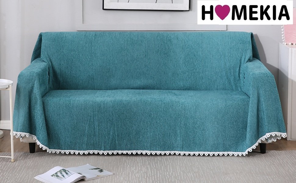 Premium Teal 100% Chenille Sofa Cover – Thick & Soft Throw Blanket for Couch, Bed & Living Room – Washable & Pet-Friendly