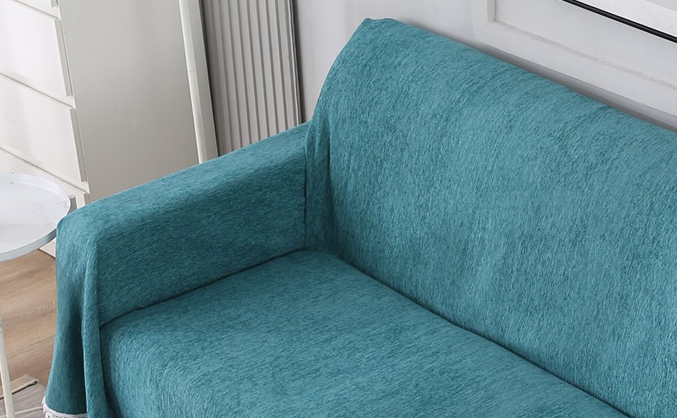 Premium Teal 100% Chenille Sofa Cover – Thick & Soft Throw Blanket for Couch, Bed & Living Room – Washable & Pet-Friendly