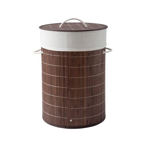 Exclusive Foldable Bamboo Laundry Basket with Lid, Eco-Friendly, Large - Brown