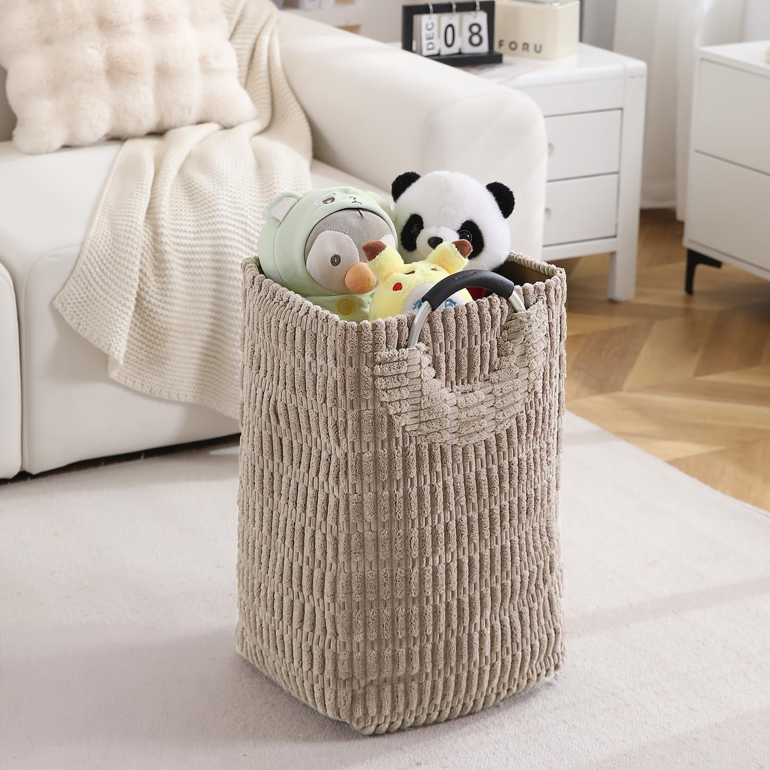 Premium Folding Laundry Bag Hamper for Clothes Basket – Exclusive Collapsible Large Storage Basket with Handles, Latte Brown