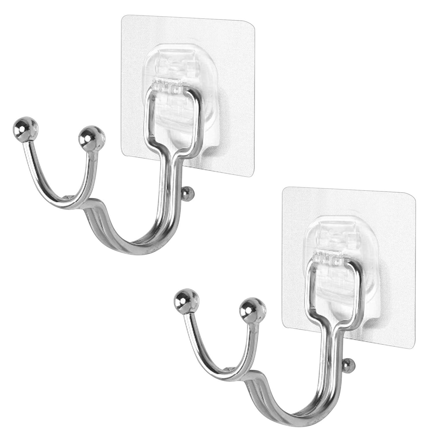 New Double Hooks for Heavy Items, Magic Sticker Series Adhesive - Load Capacity 5 KG (Pack of 2)